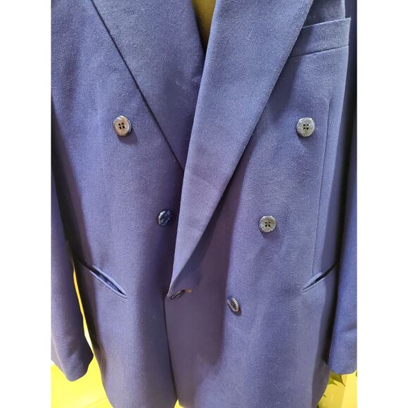 Jack Green Linea Classica Men's Blue Polyester Double Breasted Blazer Size 42R - Picture 4 of 14